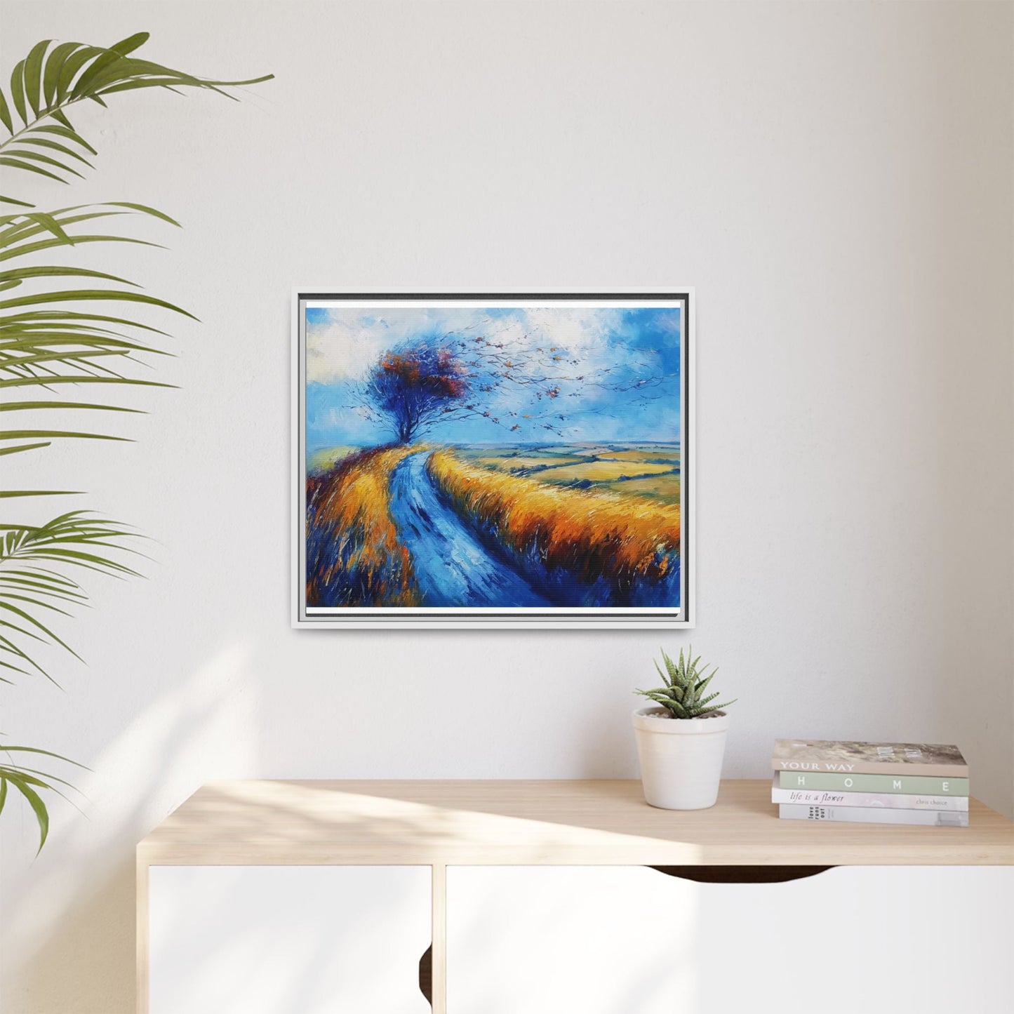 Autumn Leaves Scattering in Premium Pinewood Frame and Timeless Home Décor