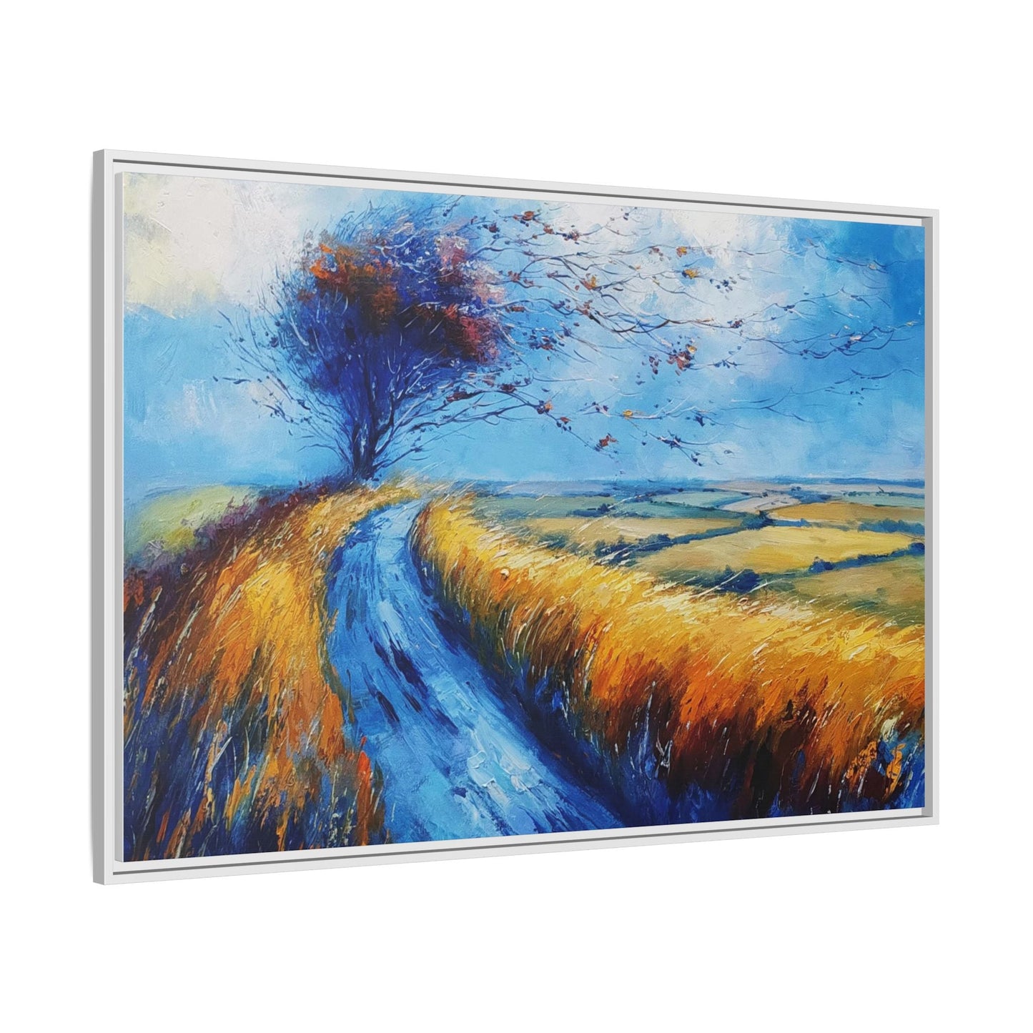 Autumn Leaves Scattering in Premium Pinewood Frame and Timeless Home Décor