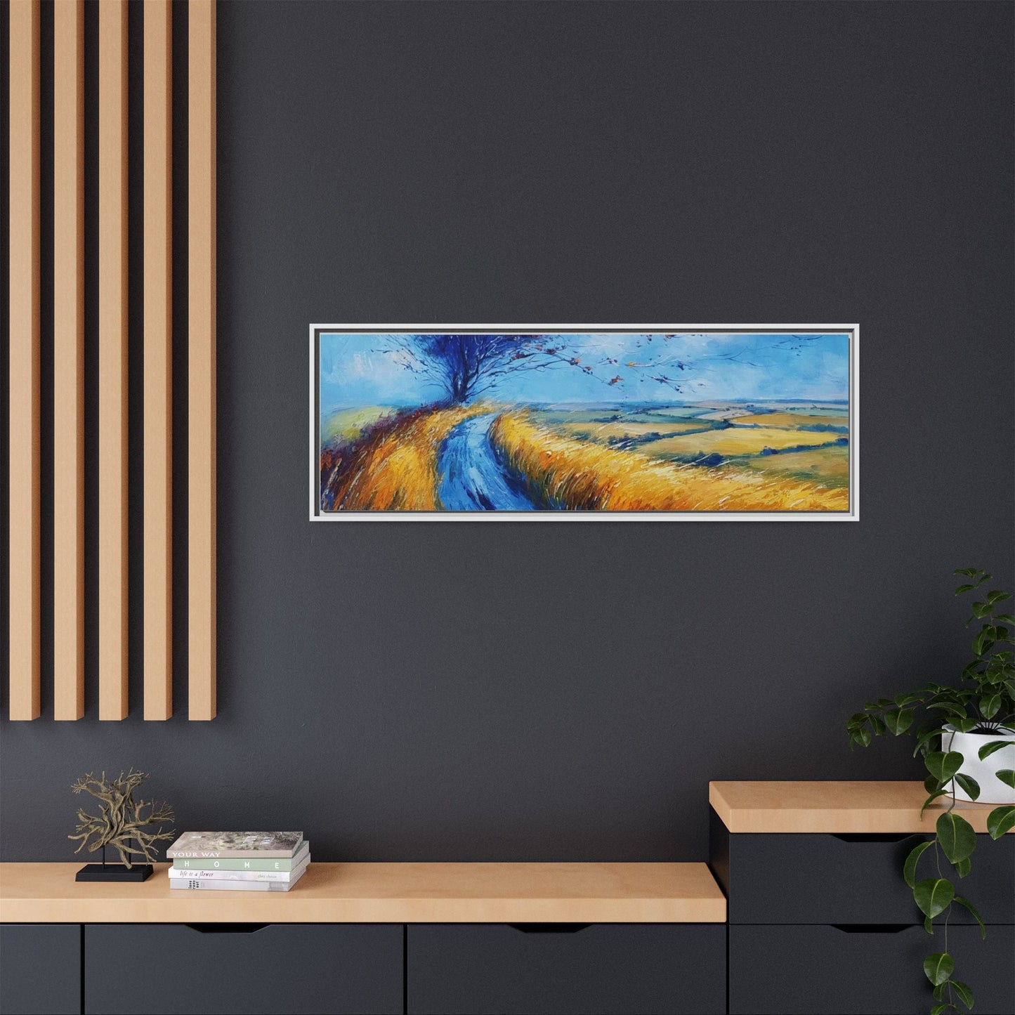 Autumn Leaves Scattering in Premium Pinewood Frame and Timeless Home Décor