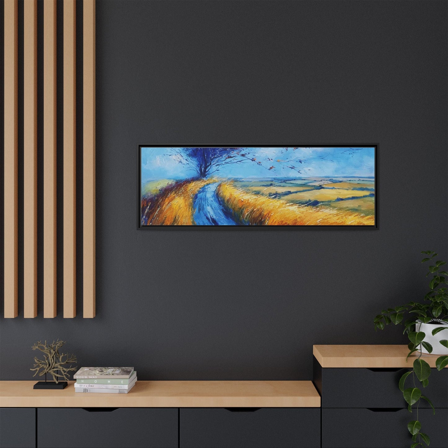 Autumn Leaves Scattering in Premium Pinewood Frame and Timeless Home Décor