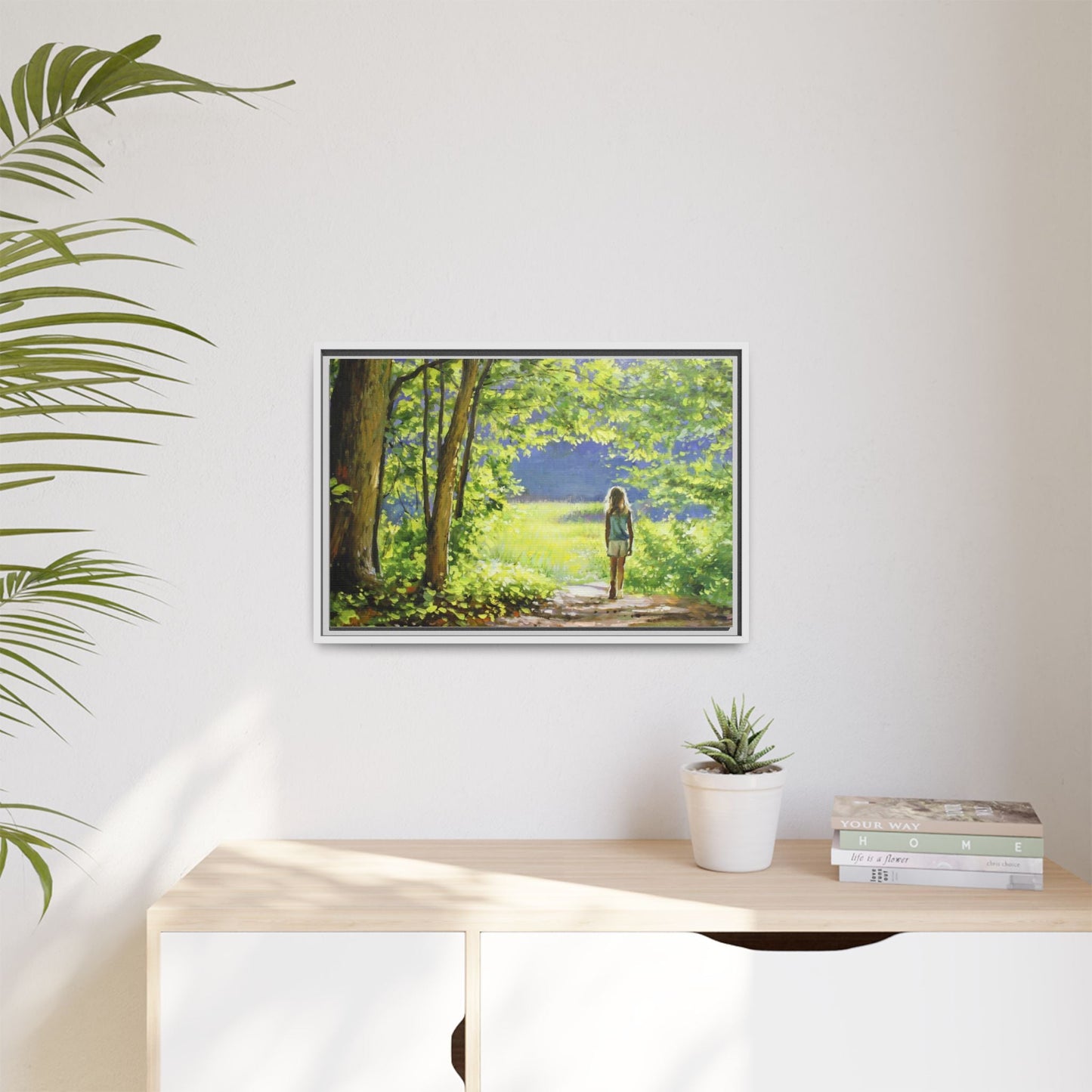 INTO THE LIGHT 11 – A captivating artwork featuring a luminous scene that evokes a sense of depth, movement, and serenity, framed in premium pinewood for timeless décor.