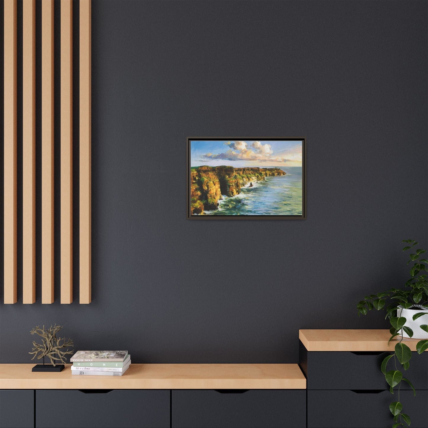 Cliffs of Moher wall art showcasing the dramatic Irish coastline, printed on high-quality canvas to bring natural beauty into your home décor.