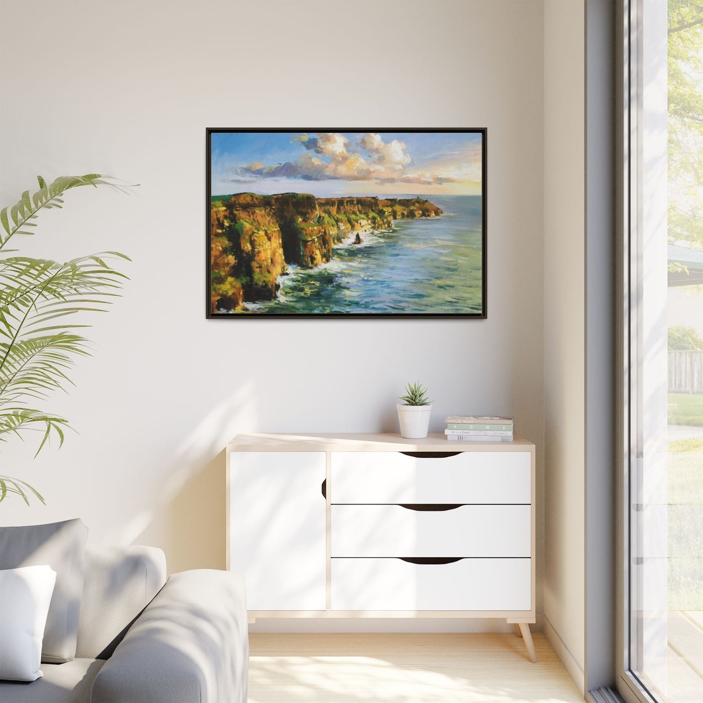 Cliffs of Moher wall art showcasing the dramatic Irish coastline, printed on high-quality canvas to bring natural beauty into your home décor.