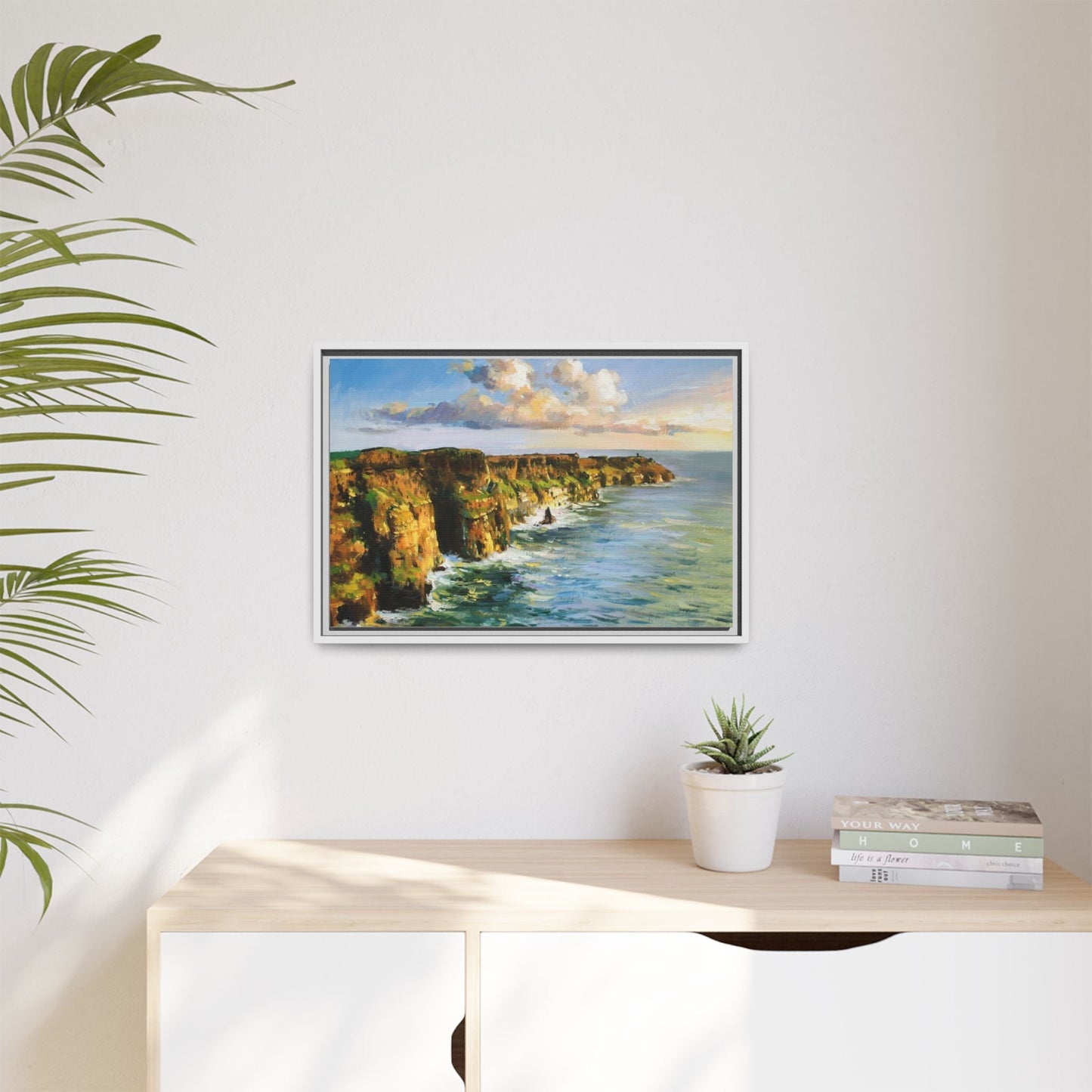 Cliffs of Moher wall art showcasing the dramatic Irish coastline, printed on high-quality canvas to bring natural beauty into your home décor.