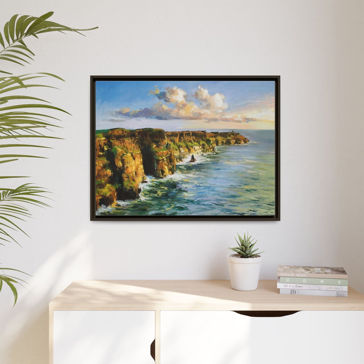 Cliffs of Moher wall art showcasing the dramatic Irish coastline, printed on high-quality canvas to bring natural beauty into your home décor.