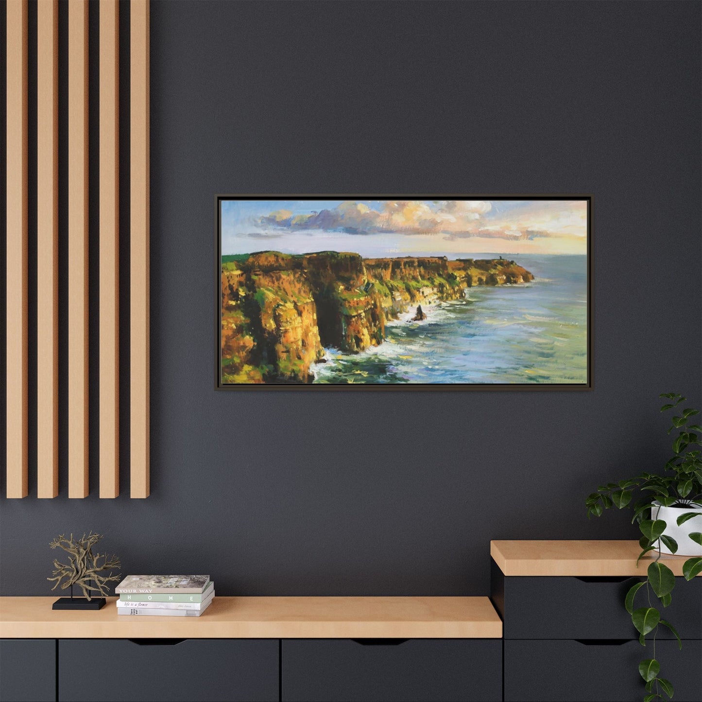 Cliffs of Moher wall art showcasing the dramatic Irish coastline, printed on high-quality canvas to bring natural beauty into your home décor.