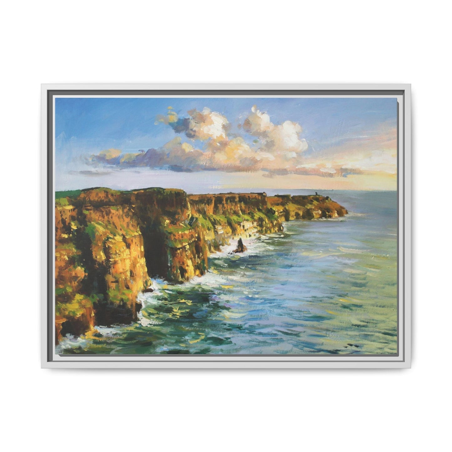 Cliffs of Moher wall art showcasing the dramatic Irish coastline, printed on high-quality canvas to bring natural beauty into your home décor.