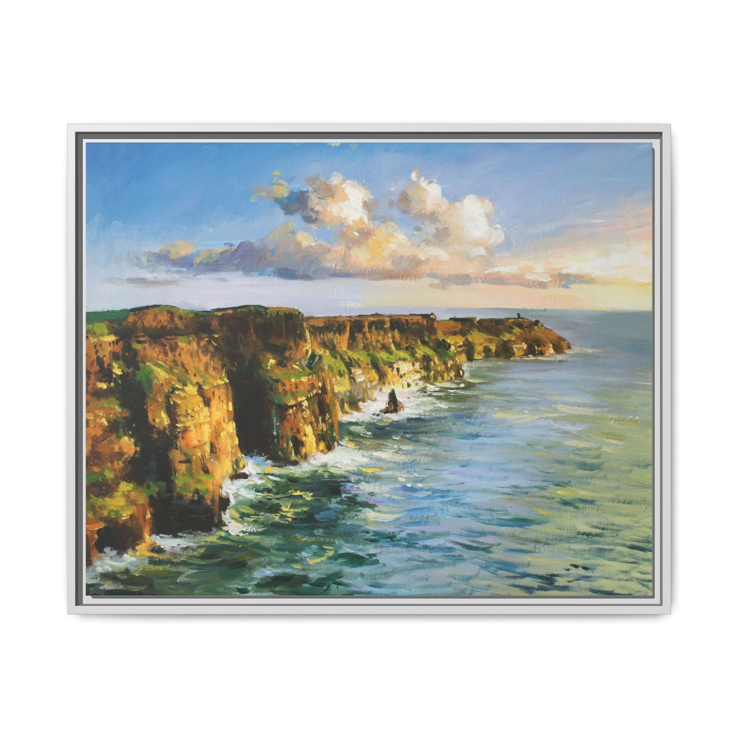 Cliffs of Moher wall art showcasing the dramatic Irish coastline, printed on high-quality canvas to bring natural beauty into your home décor.