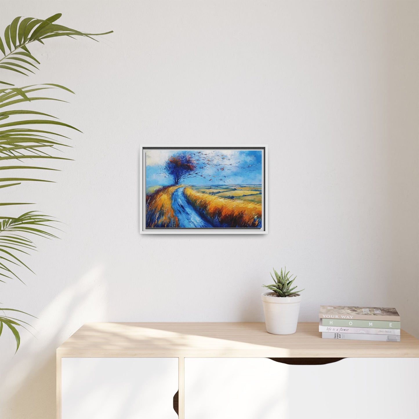 Autumn Leaves Scattering in Premium Pinewood Frame and Timeless Home Décor