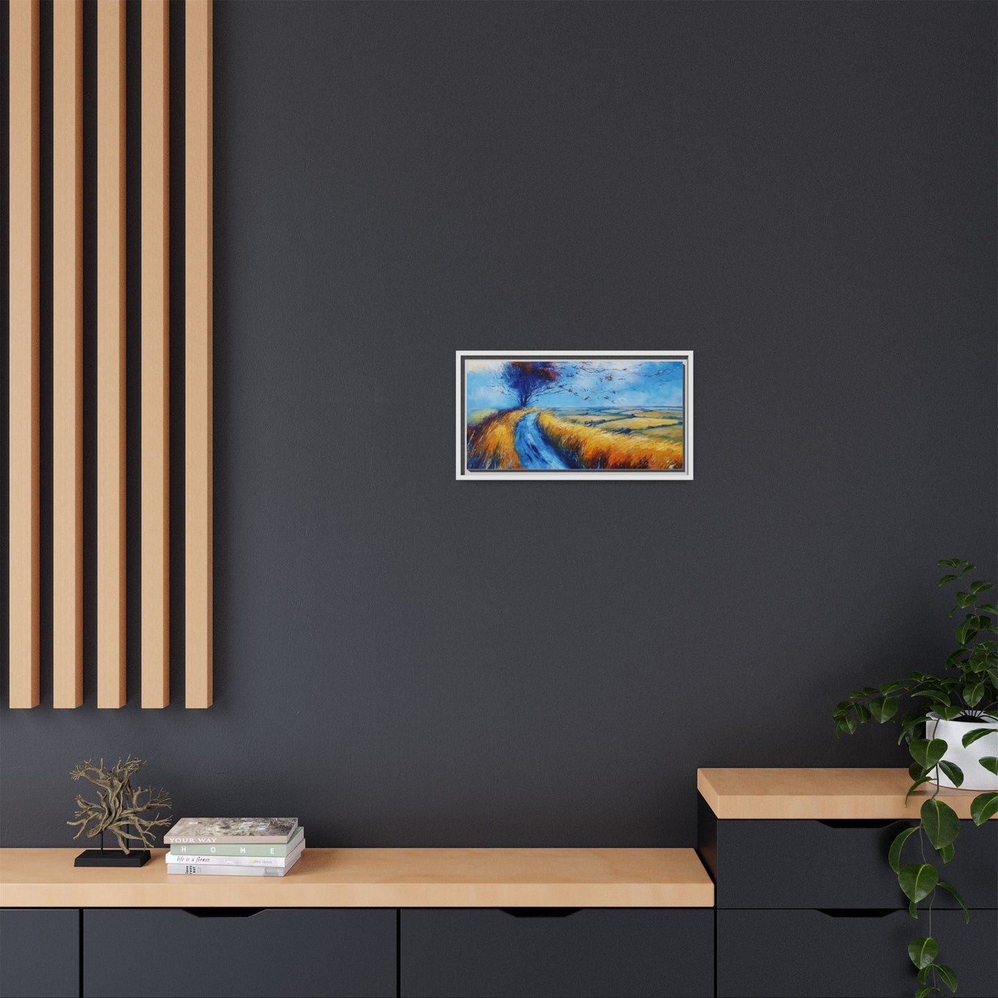 Autumn Leaves Scattering in Premium Pinewood Frame and Timeless Home Décor