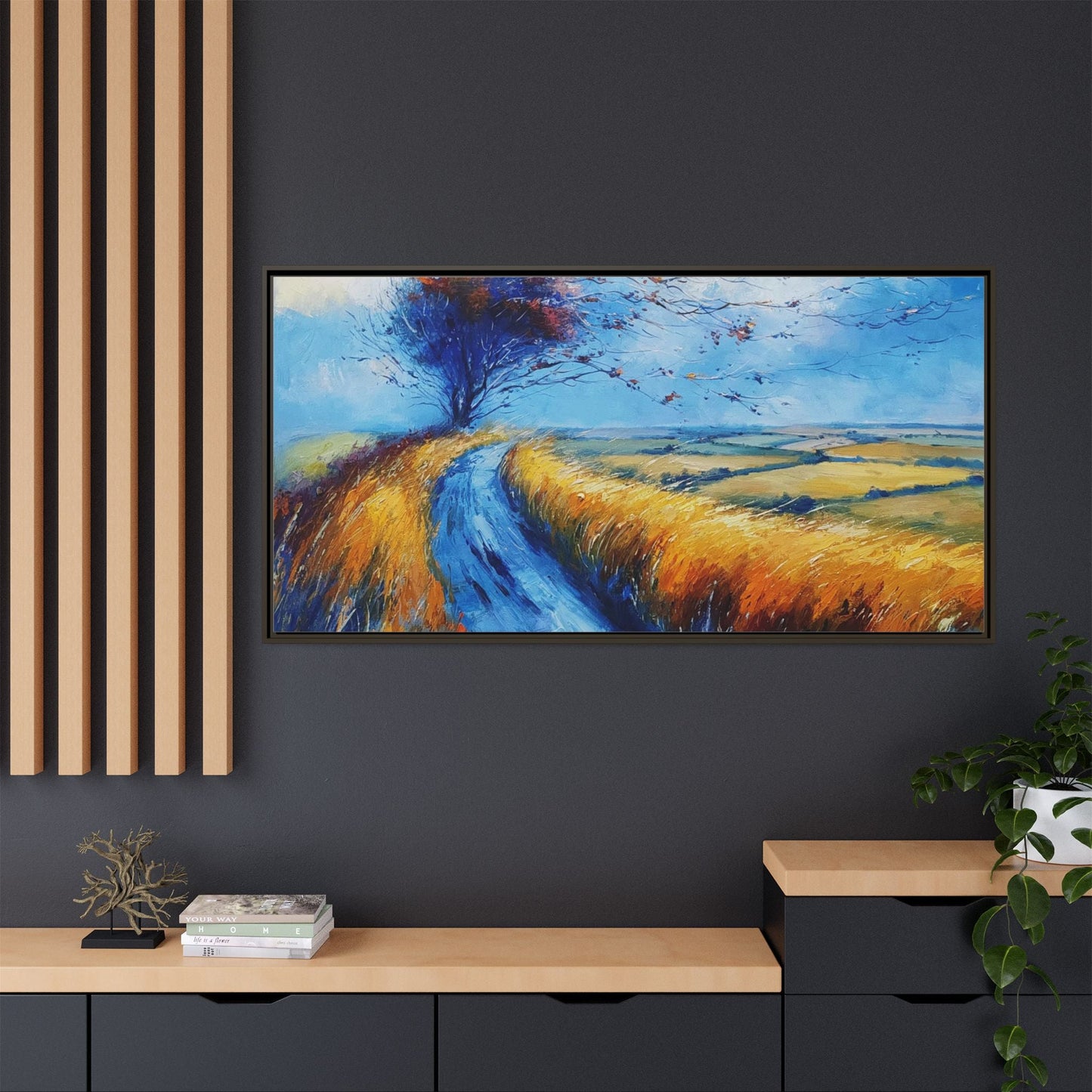 Autumn Leaves Scattering in Premium Pinewood Frame and Timeless Home Décor