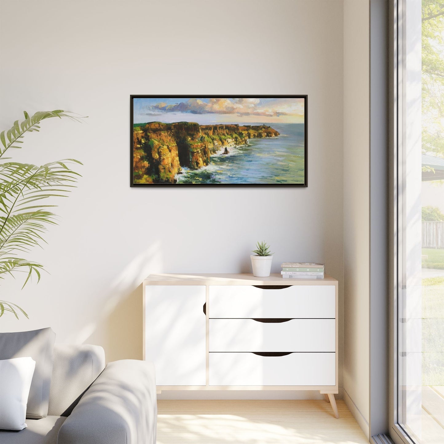 Cliffs of Moher wall art showcasing the dramatic Irish coastline, printed on high-quality canvas to bring natural beauty into your home décor.