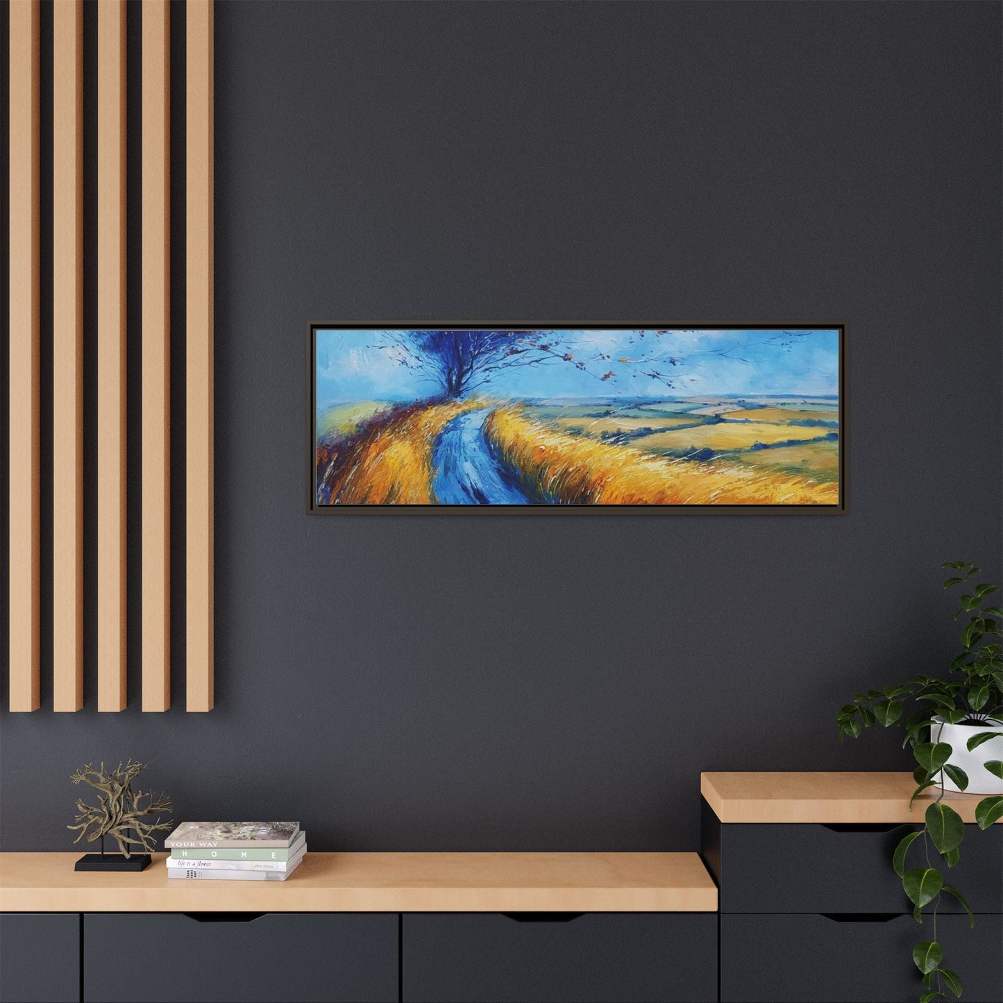 Autumn Leaves Scattering in Premium Pinewood Frame and Timeless Home Décor