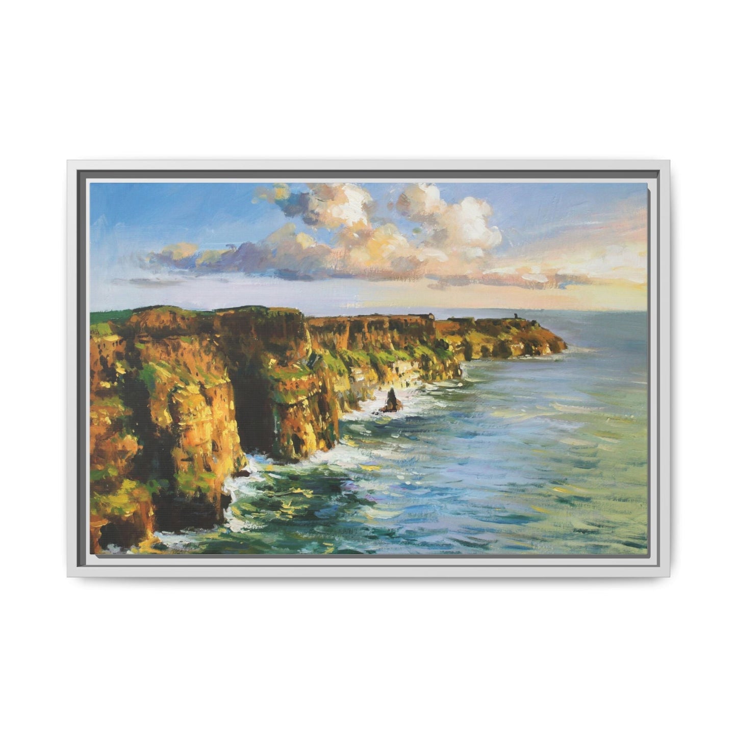 Cliffs of Moher wall art showcasing the dramatic Irish coastline, printed on high-quality canvas to bring natural beauty into your home décor.