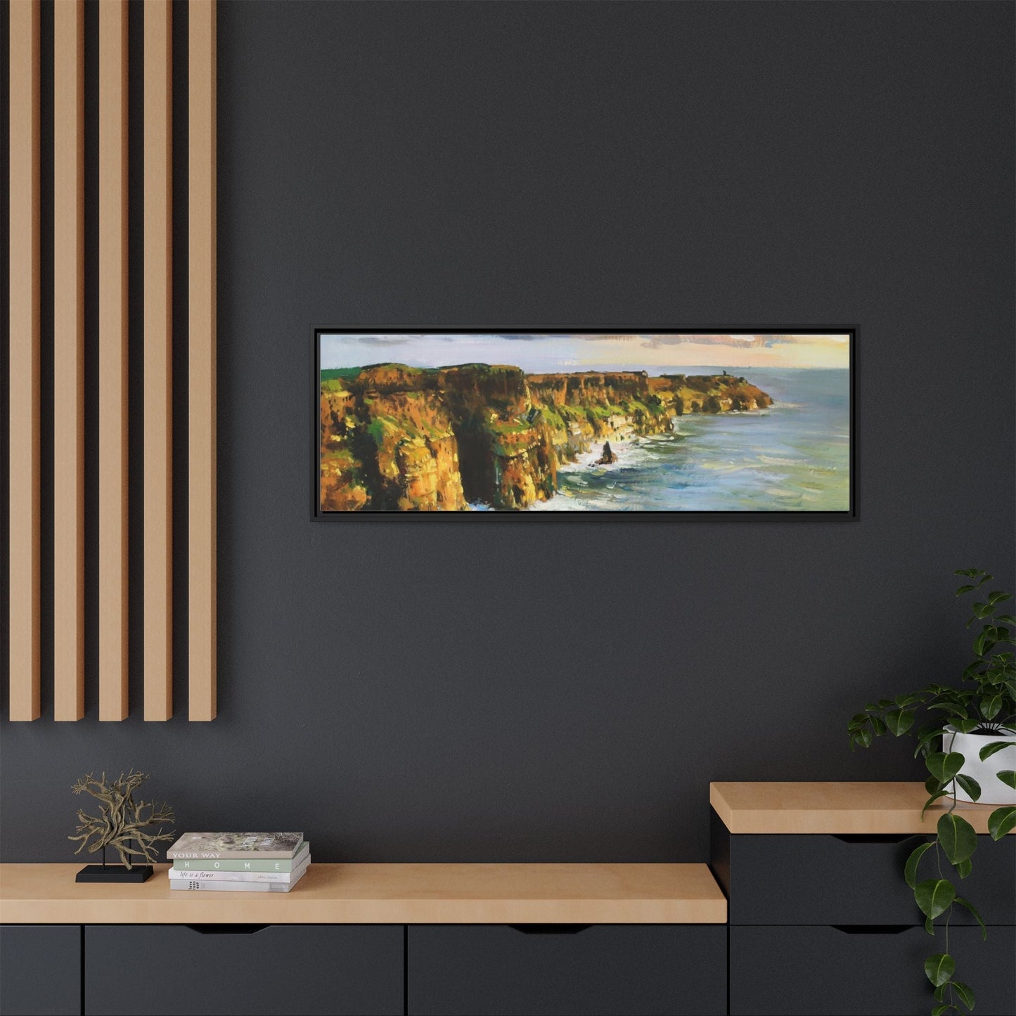 Cliffs of Moher wall art showcasing the dramatic Irish coastline, printed on high-quality canvas to bring natural beauty into your home décor.