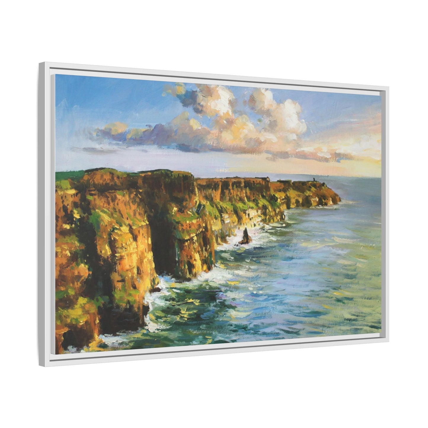 Cliffs of Moher wall art showcasing the dramatic Irish coastline, printed on high-quality canvas to bring natural beauty into your home décor.