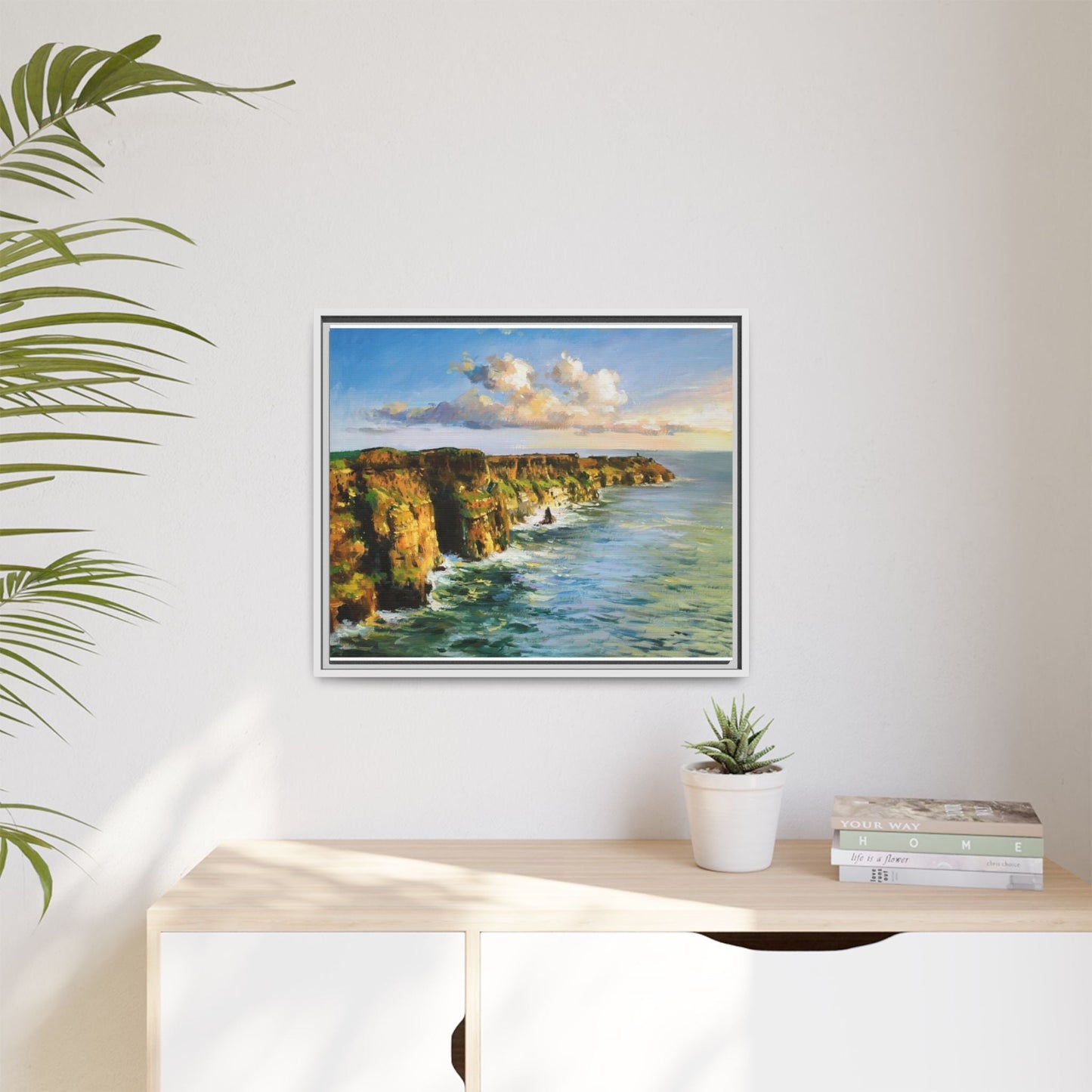 Cliffs of Moher wall art showcasing the dramatic Irish coastline, printed on high-quality canvas to bring natural beauty into your home décor.