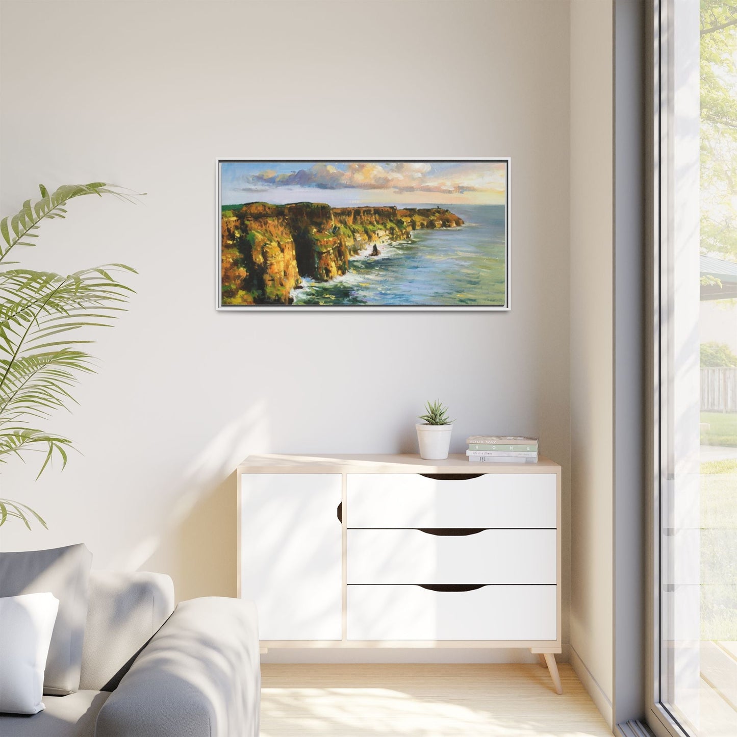 Cliffs of Moher wall art showcasing the dramatic Irish coastline, printed on high-quality canvas to bring natural beauty into your home décor.