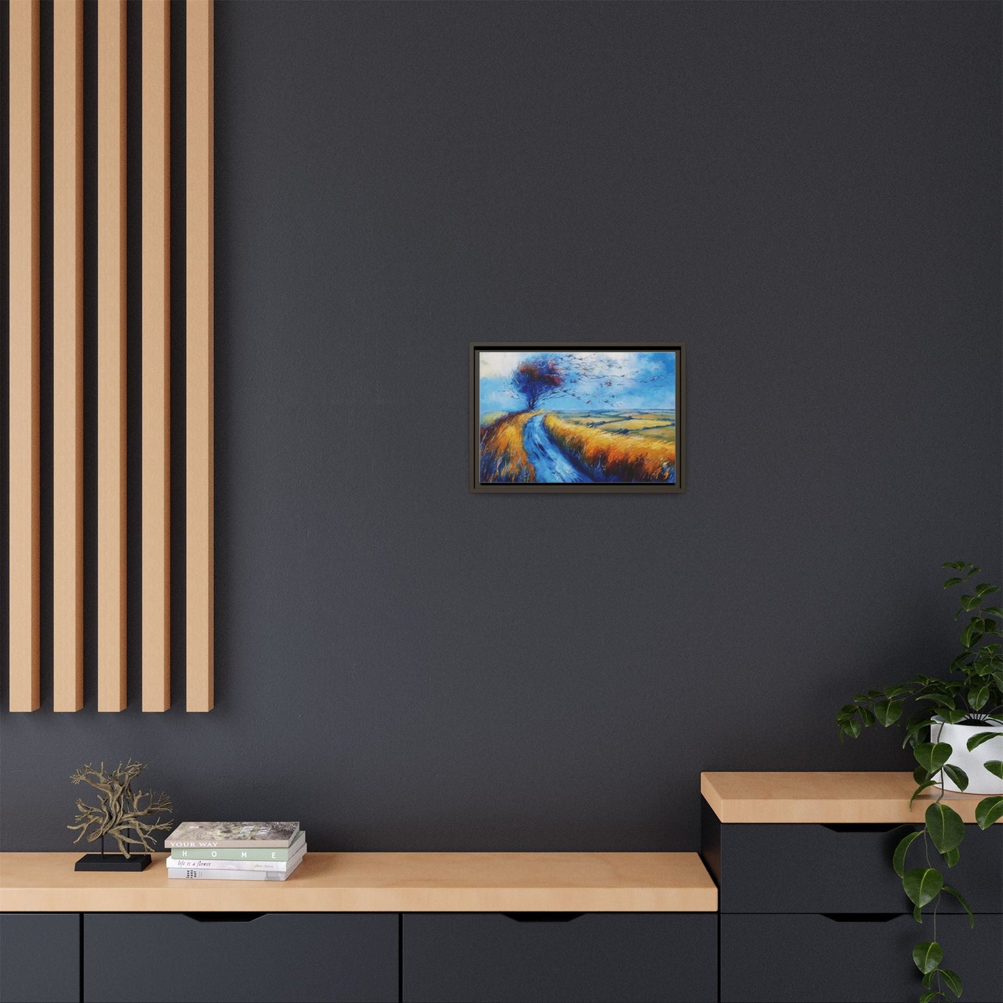 Autumn Leaves Scattering in Premium Pinewood Frame and Timeless Home Décor