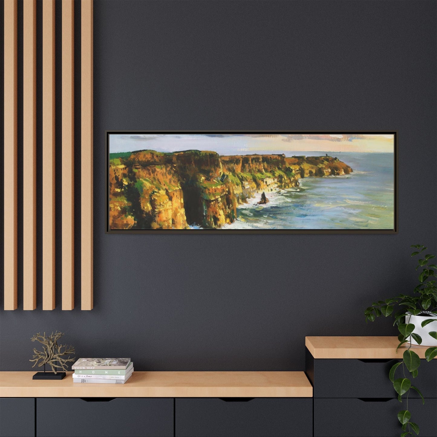 Cliffs of Moher wall art showcasing the dramatic Irish coastline, printed on high-quality canvas to bring natural beauty into your home décor.