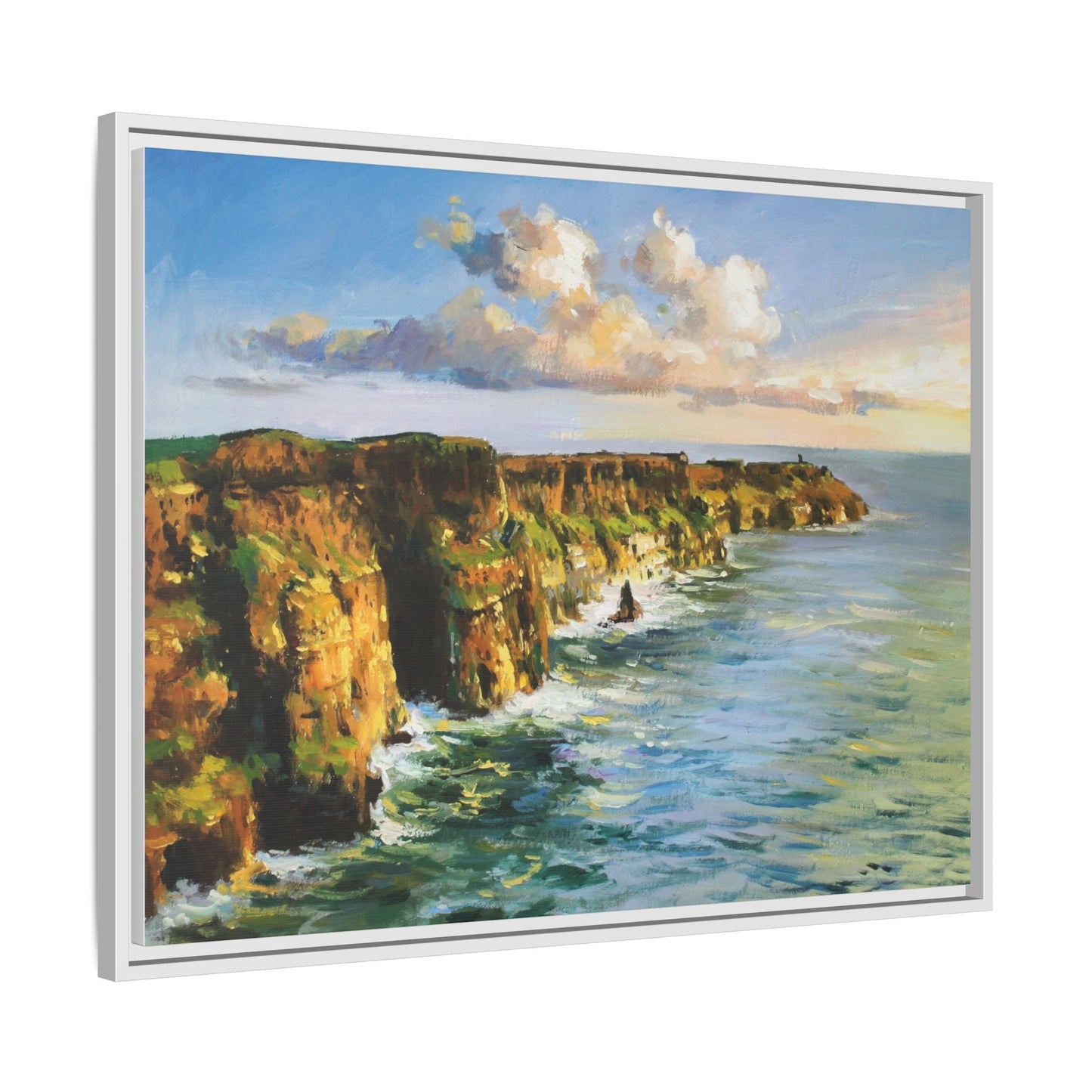 Cliffs of Moher wall art showcasing the dramatic Irish coastline, printed on high-quality canvas to bring natural beauty into your home décor.