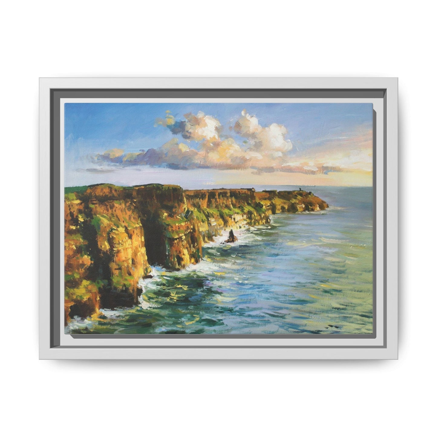 Cliffs of Moher wall art showcasing the dramatic Irish coastline, printed on high-quality canvas to bring natural beauty into your home décor.