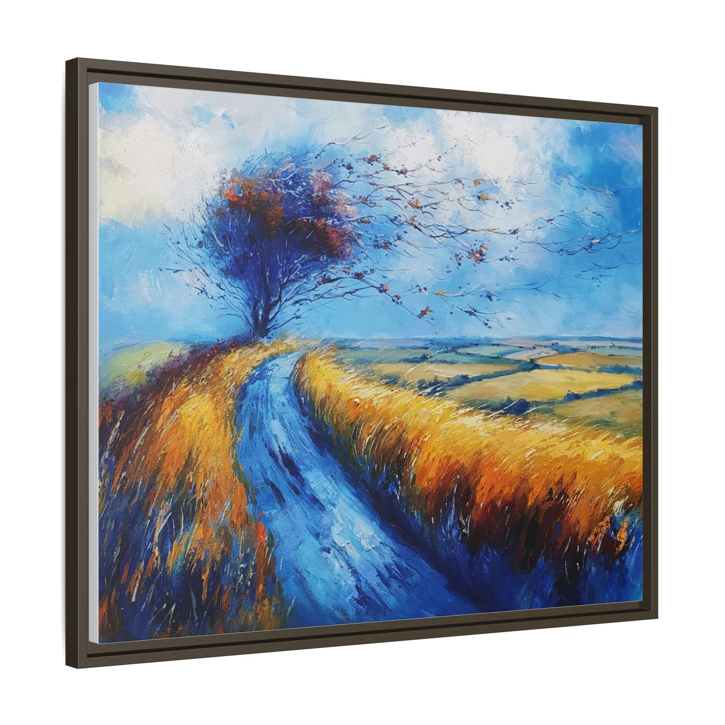 Autumn Leaves Scattering in Premium Pinewood Frame and Timeless Home Décor