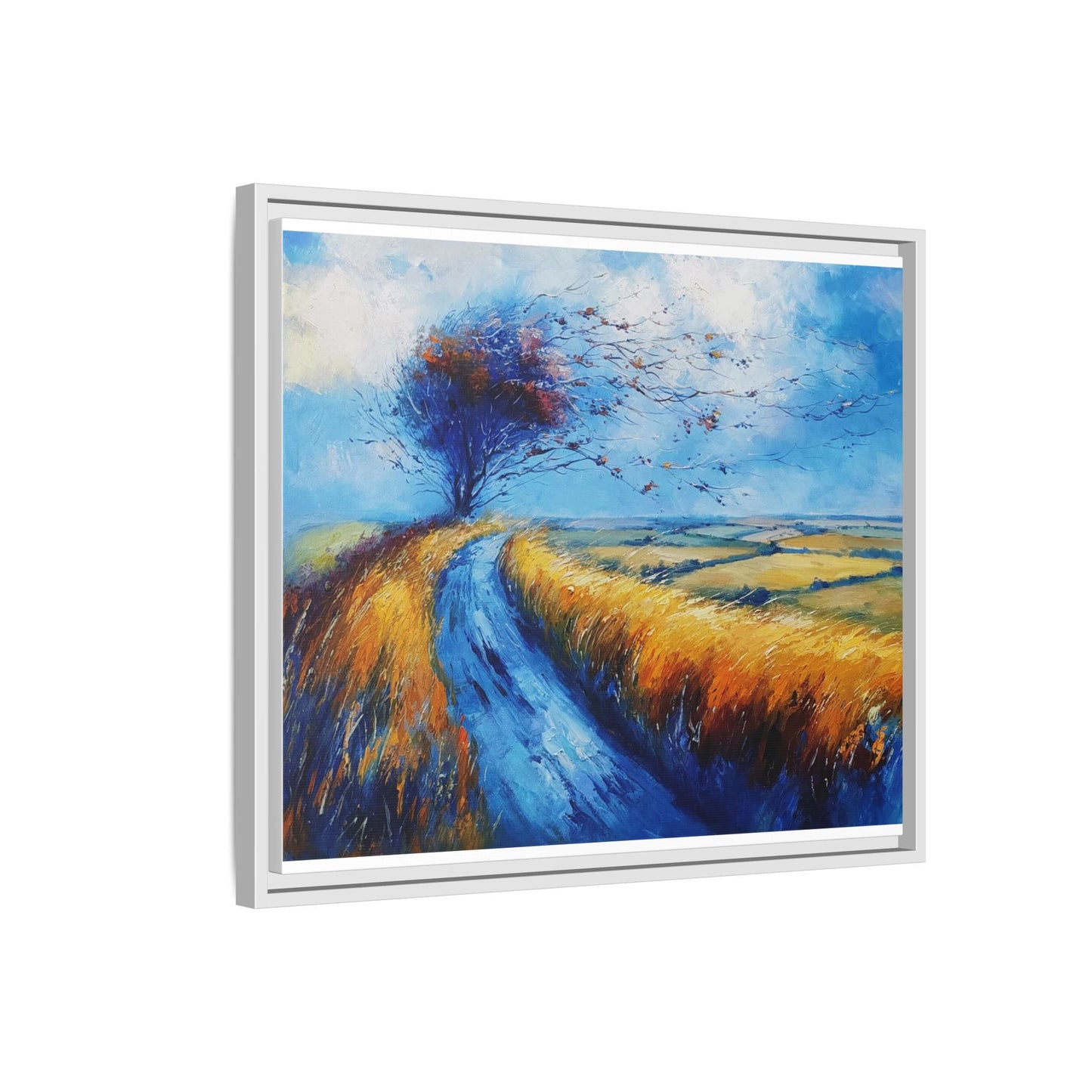 Autumn Leaves Scattering in Premium Pinewood Frame and Timeless Home Décor