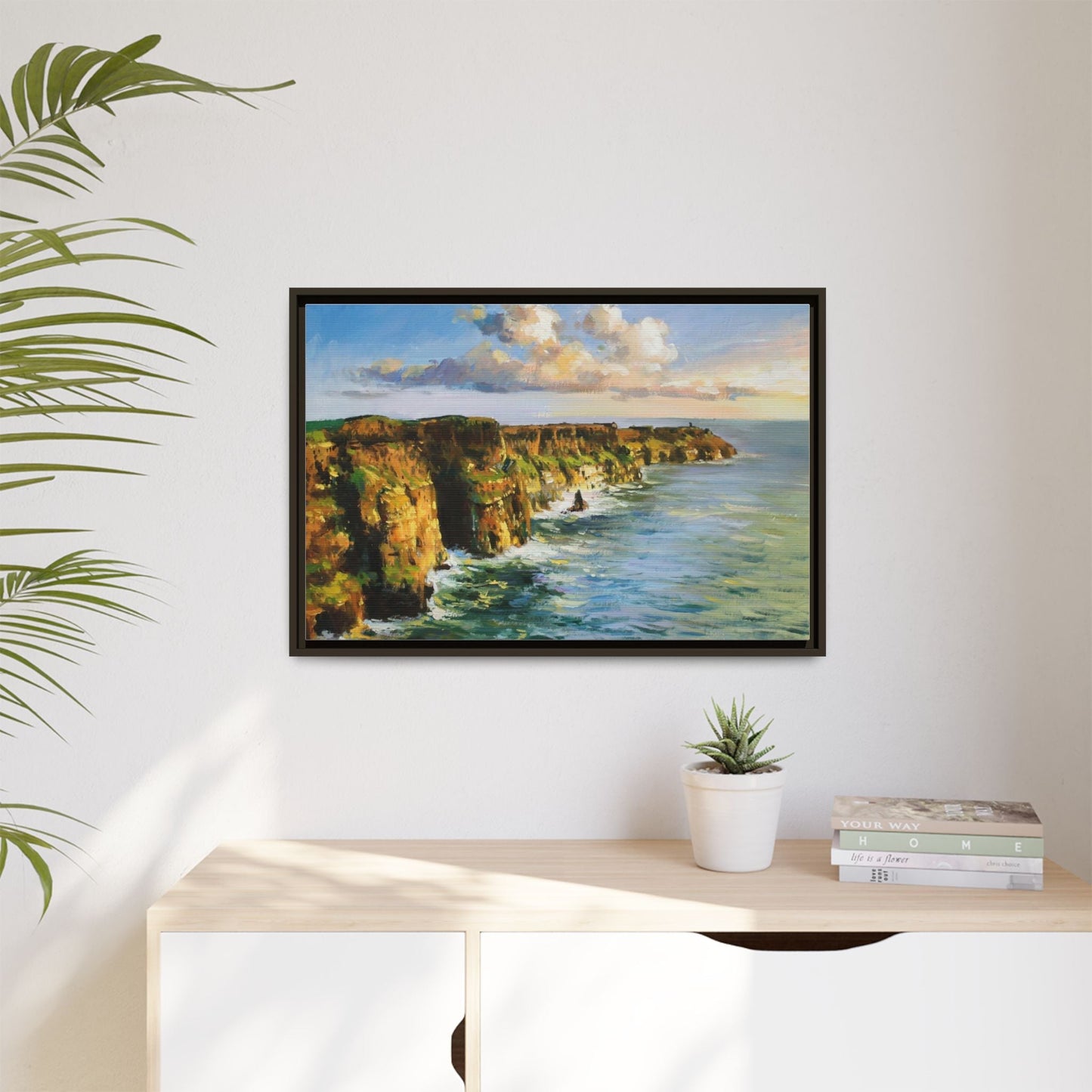 Cliffs of Moher wall art showcasing the dramatic Irish coastline, printed on high-quality canvas to bring natural beauty into your home décor.