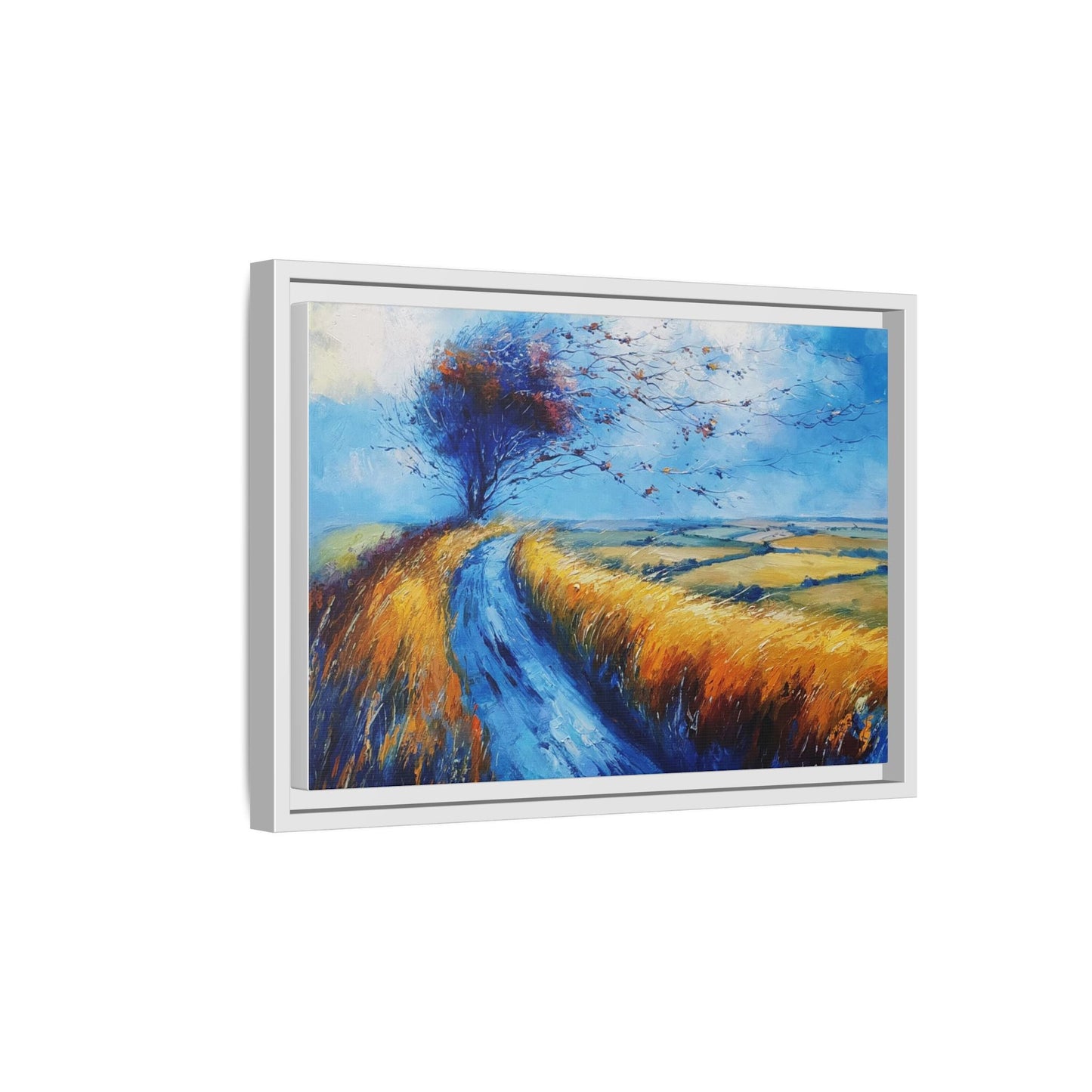 Autumn Leaves Scattering in Premium Pinewood Frame and Timeless Home Décor