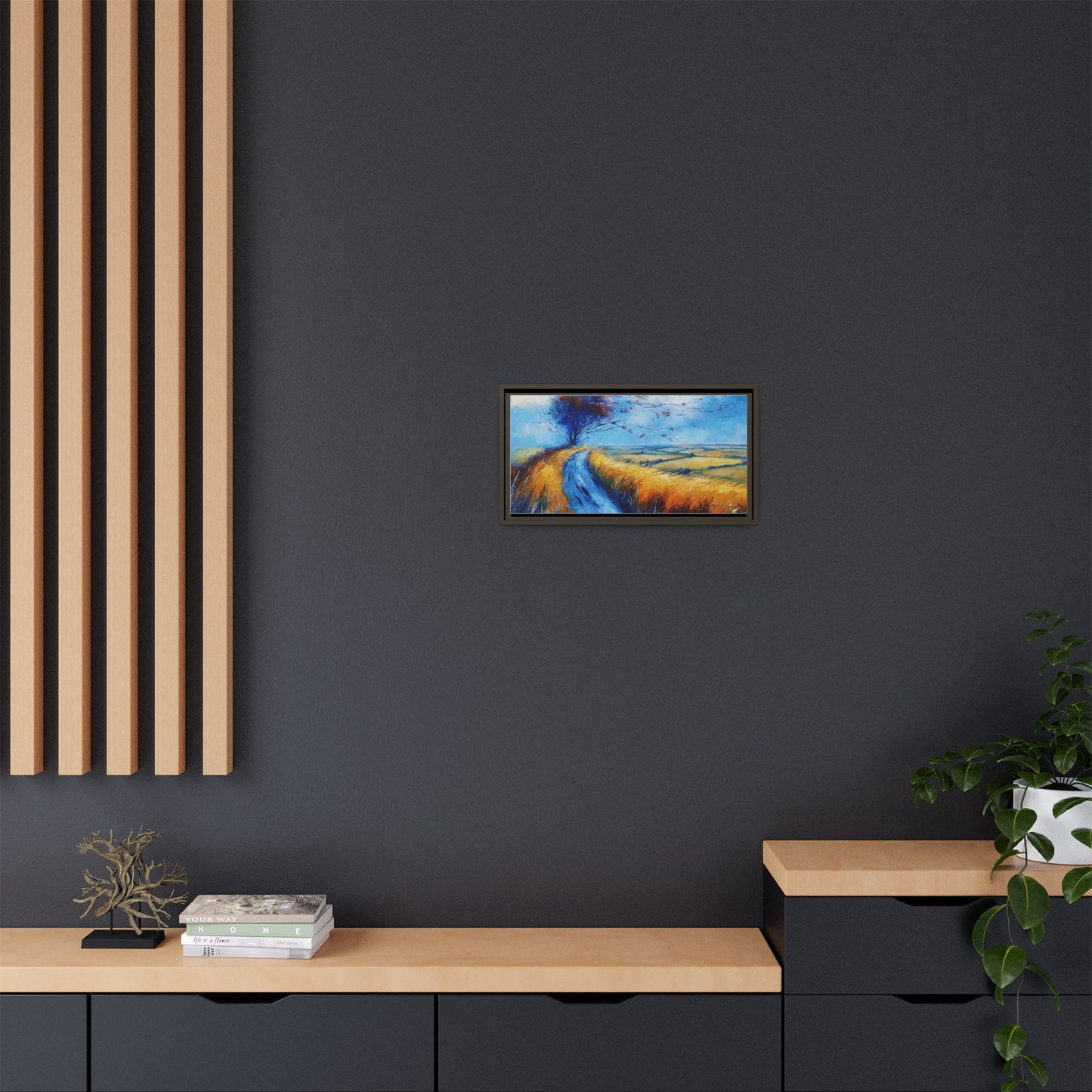 Autumn Leaves Scattering in Premium Pinewood Frame and Timeless Home Décor