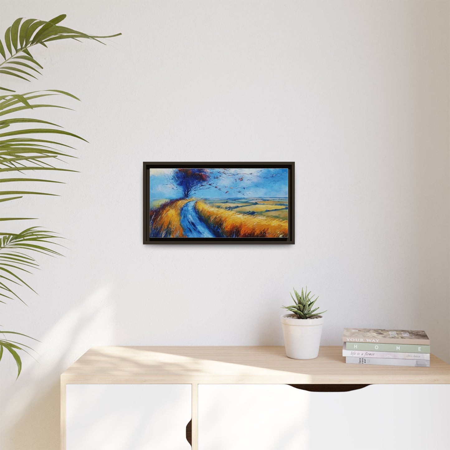 Autumn Leaves Scattering in Premium Pinewood Frame and Timeless Home Décor
