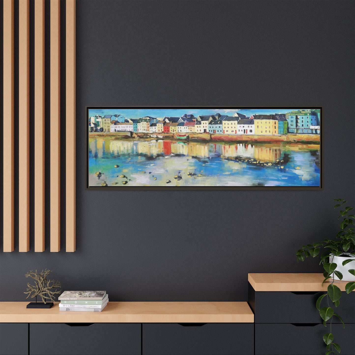 Galway Reflections wall art featuring serene Irish landscapes and water reflections, framed in premium quality wood.