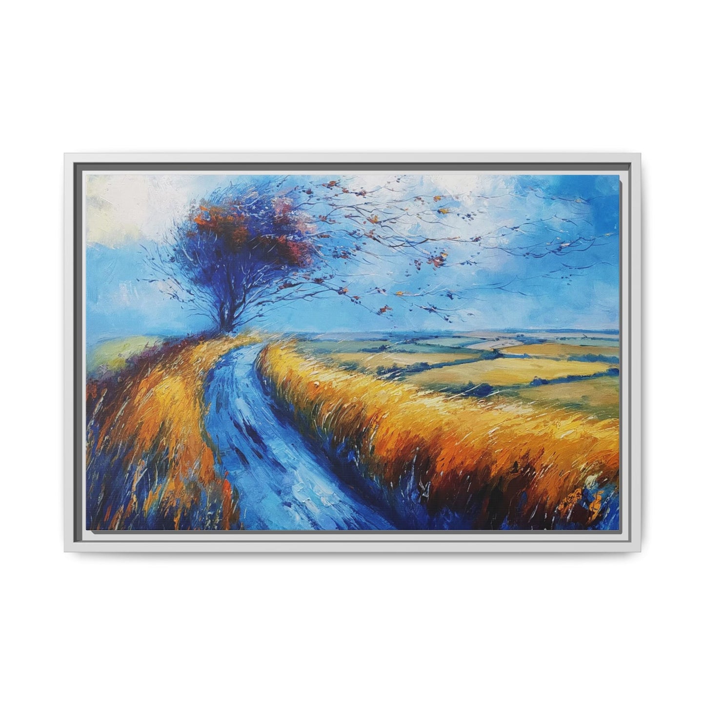 Autumn Leaves Scattering A Premium Pinewood Art Frame for Timeless Décor