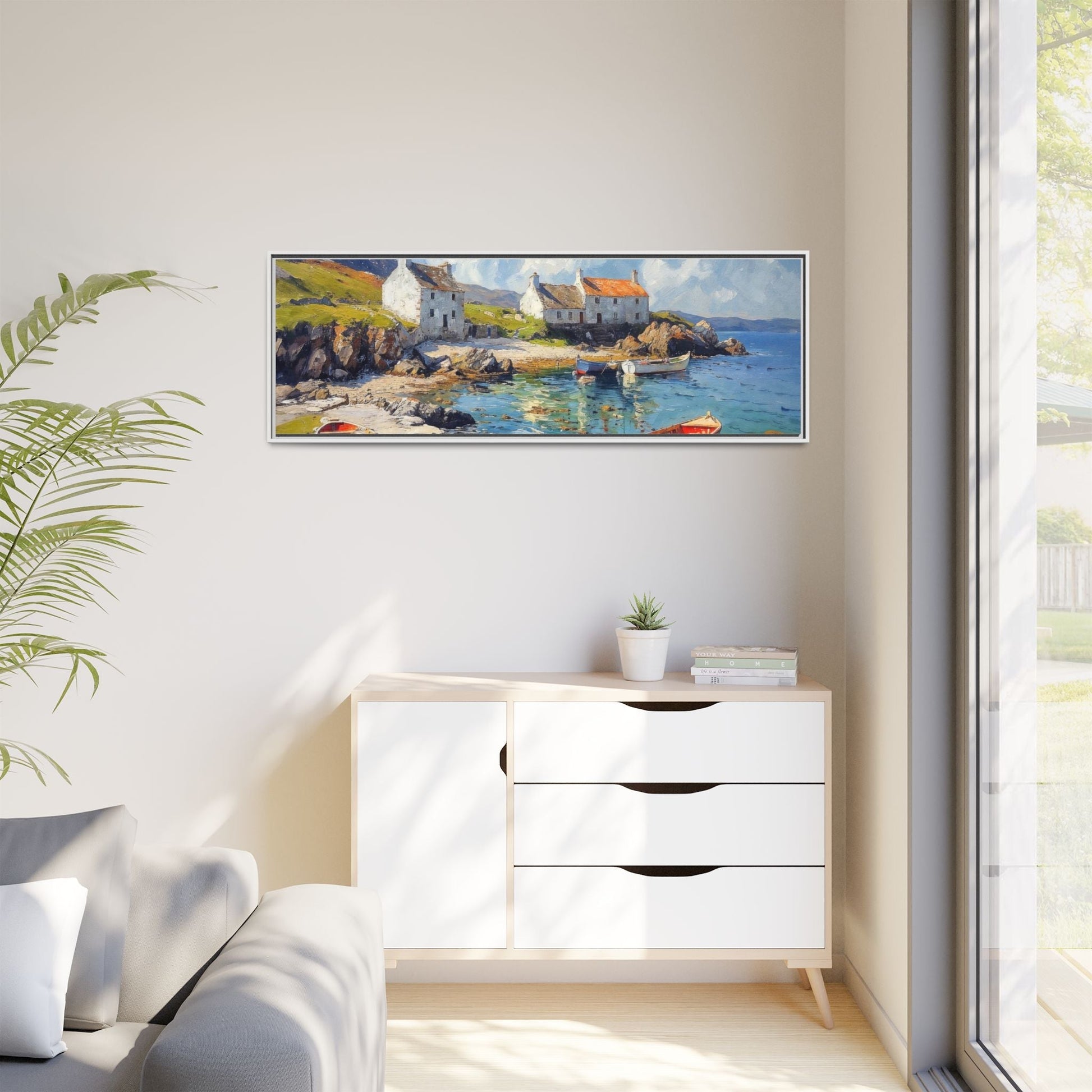 Island Harbour Coastal Landscape - Serene Wall Art Print for Home Décor