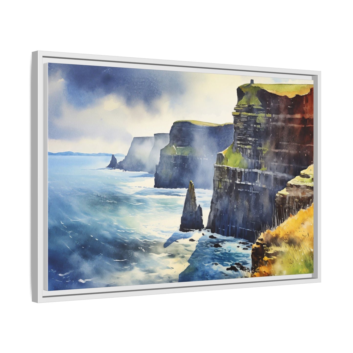 Watercolour of Cliffs of Moher – Beautiful Coastal Landscape Canvas Print