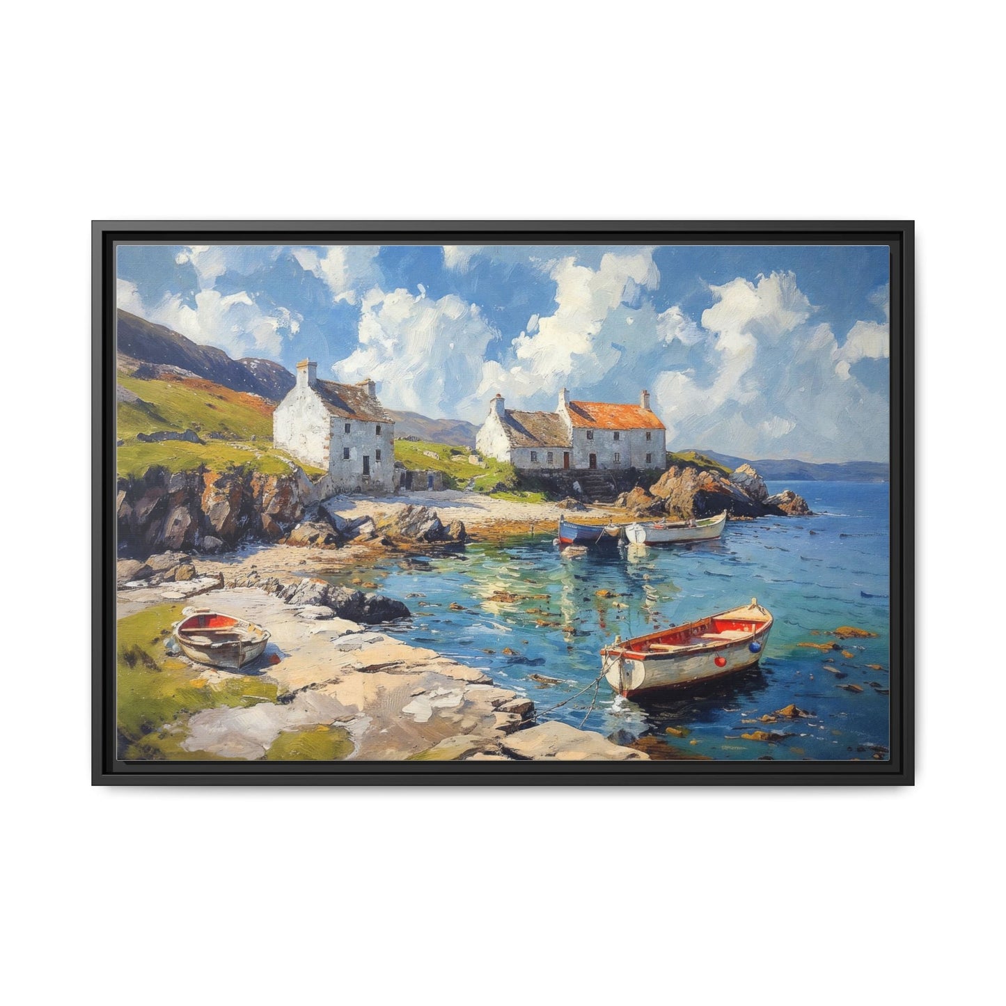 Island Harbour Coastal Landscape - Serene Wall Art Print for Home Décor