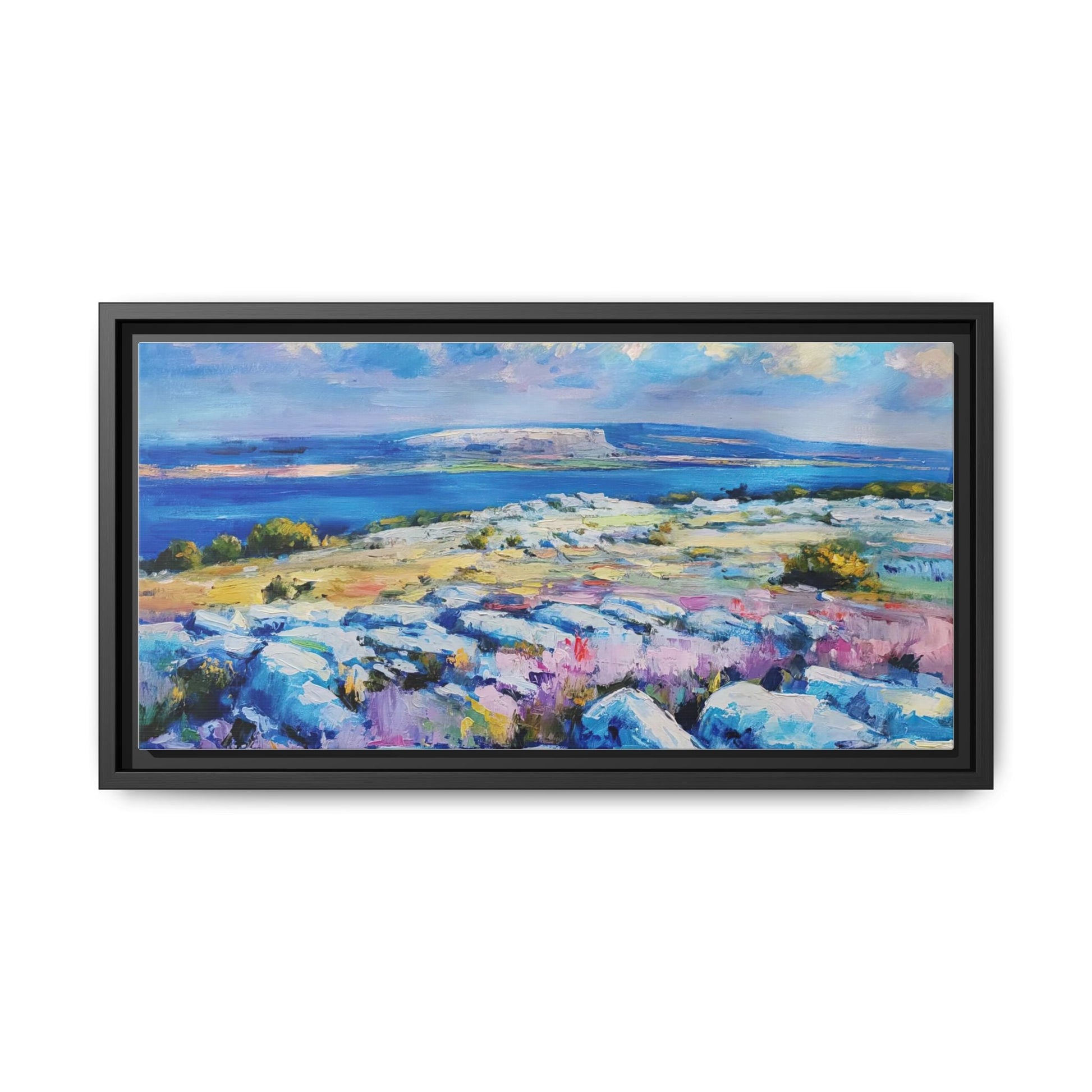 Burren 3 wall art featuring a scenic view of the Burren region in Ireland, printed on high-quality canvas with a premium frame for timeless décor