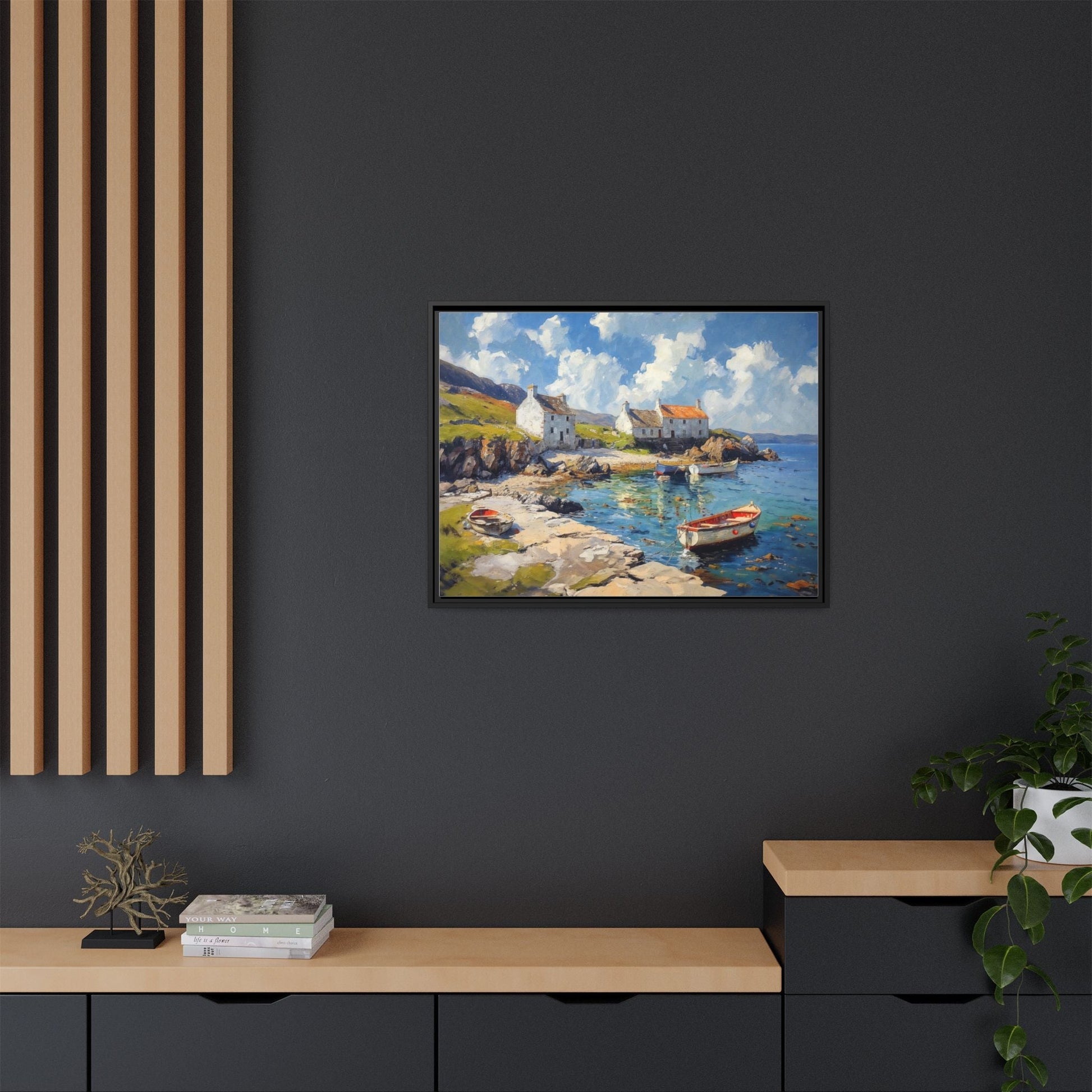 Island Harbour Coastal Landscape - Serene Wall Art Print for Home Décor