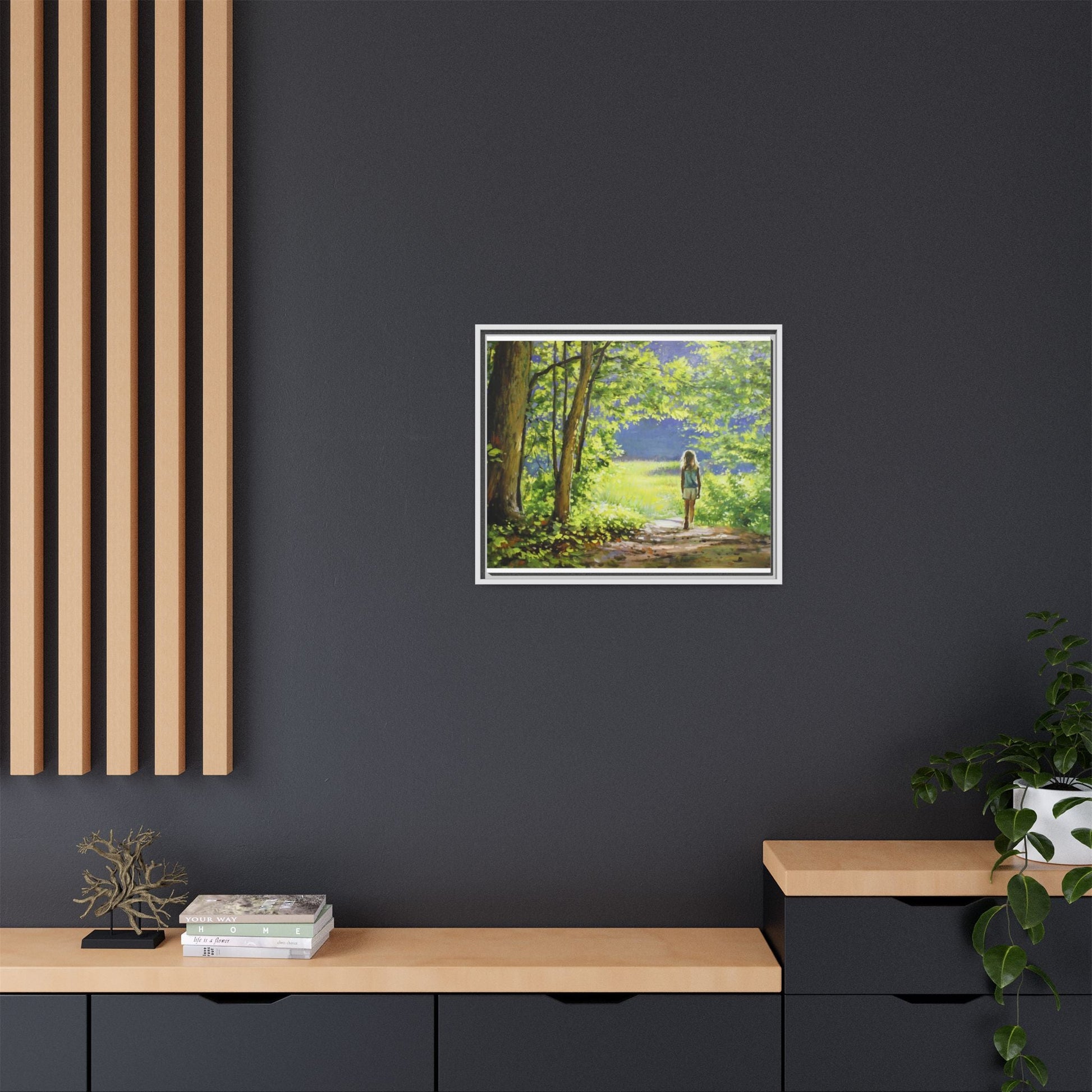 INTO THE LIGHT 11 – A captivating artwork featuring a luminous scene that evokes a sense of depth, movement, and serenity, framed in premium pinewood for timeless décor.