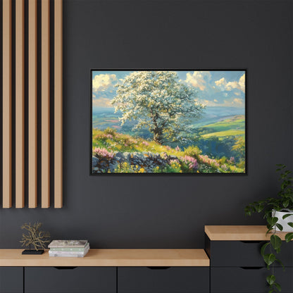 Whitethorn in Bloom wall art featuring a vibrant scene of blooming whitethorn trees, printed on high-quality canvas for a natural and timeless décor.