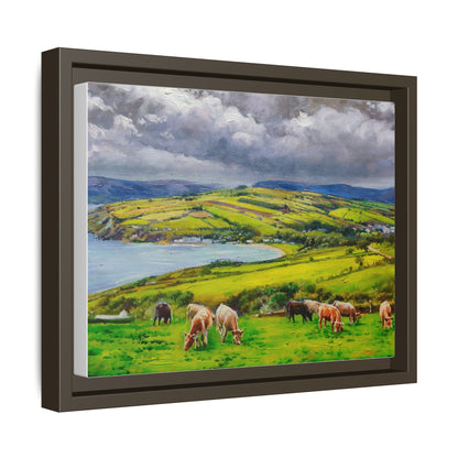 Cushendun Hills wall art showcasing rolling hills and scenic Irish landscapes, framed in high-quality materials for an elegant look.