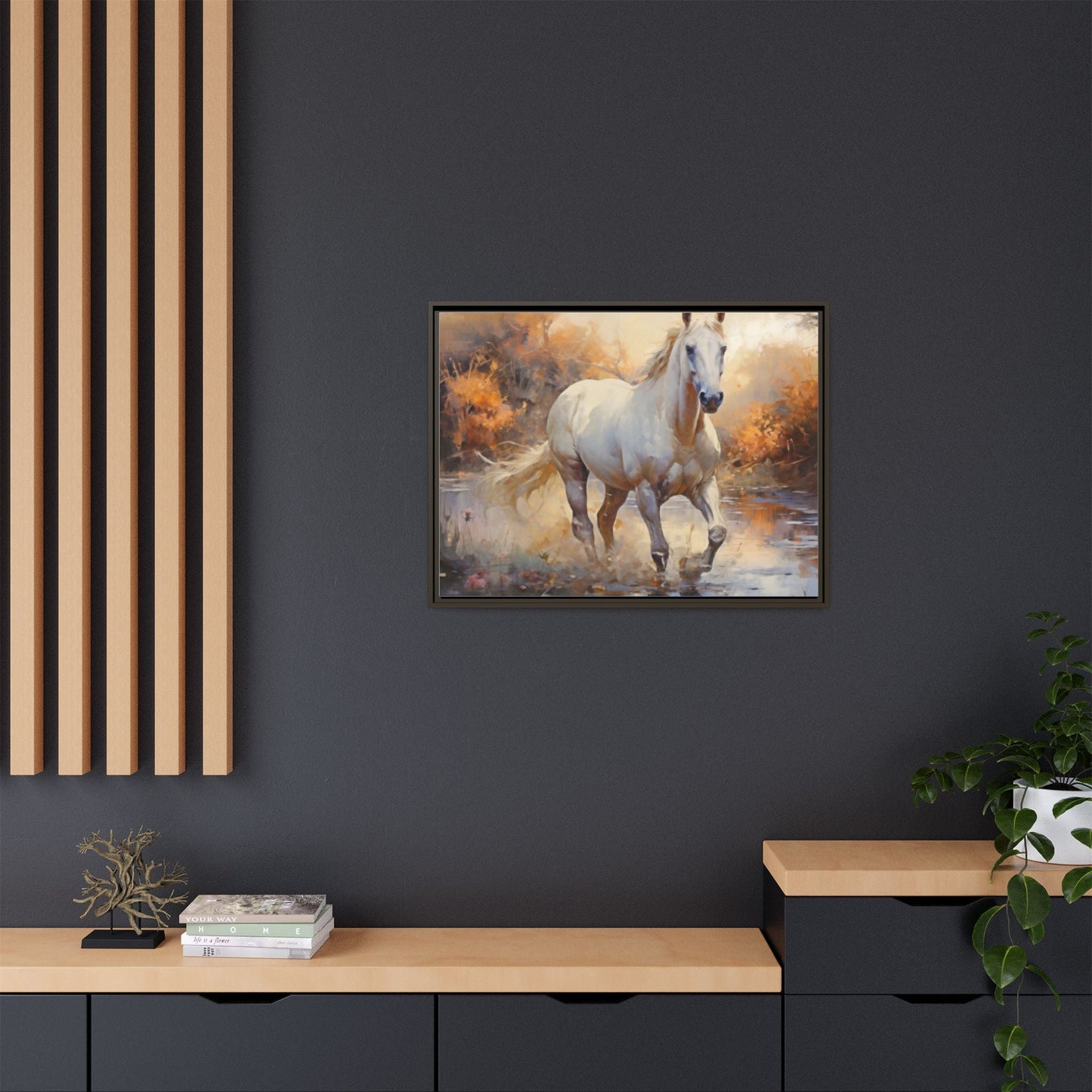 Arabian Horse – Elegant Pinewood Framed Wall Art for Timeless Décor