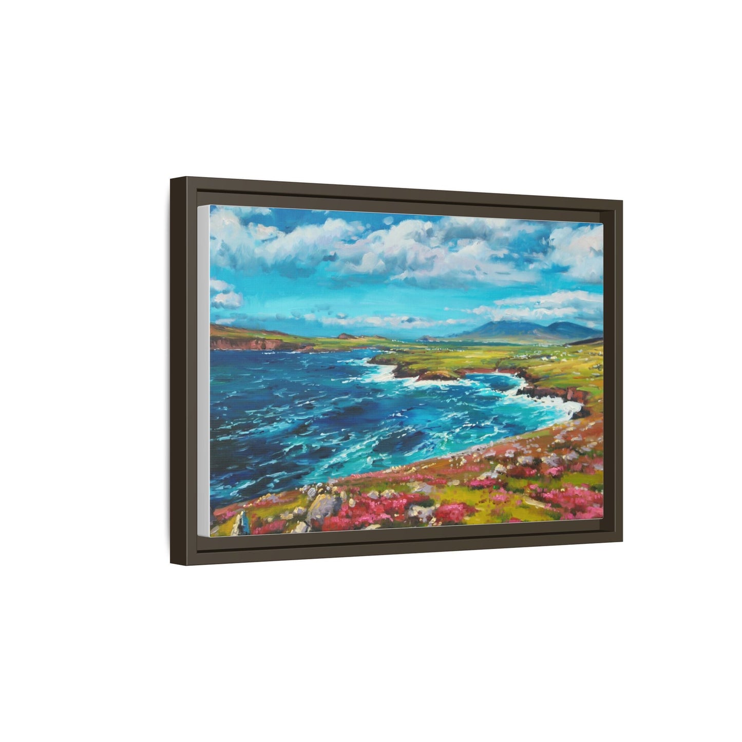 Dingle Peninsula wall art featuring a scenic view of Ireland's rugged coastline, printed on high-quality canvas with a premium frame.