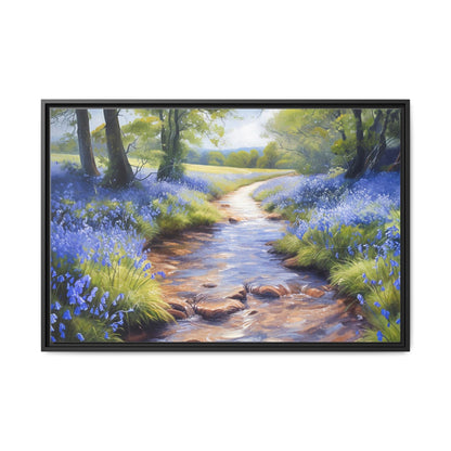 Bluebell Stream Wall Art - Serene Nature Landscape Canvas Print