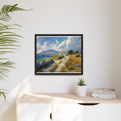 Blustery Day wall art featuring a dramatic wind-swept landscape in a pinewood frame.