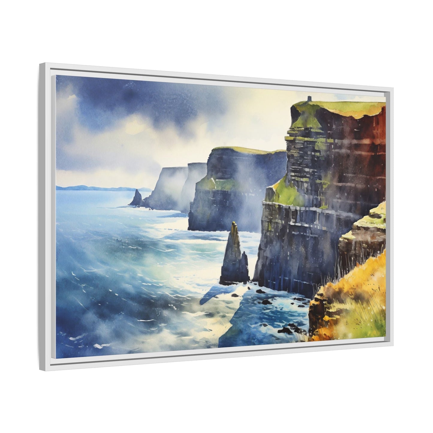 Watercolour of Cliffs of Moher – Beautiful Coastal Landscape Canvas Print