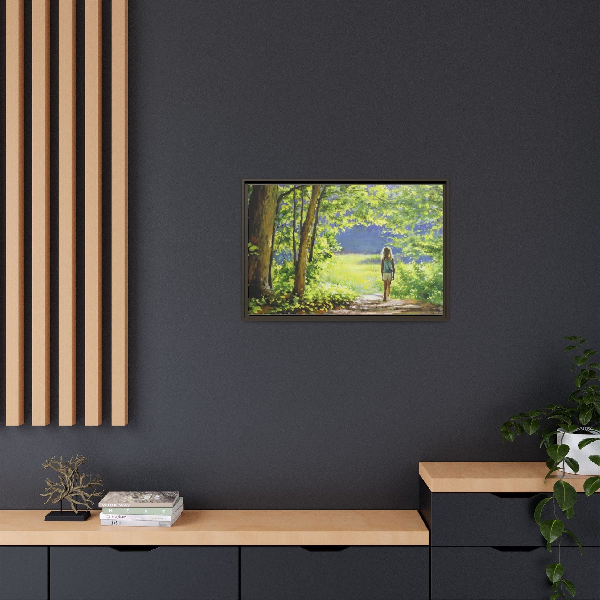 INTO THE LIGHT 11 – A captivating artwork featuring a luminous scene that evokes a sense of depth, movement, and serenity, framed in premium pinewood for timeless décor.