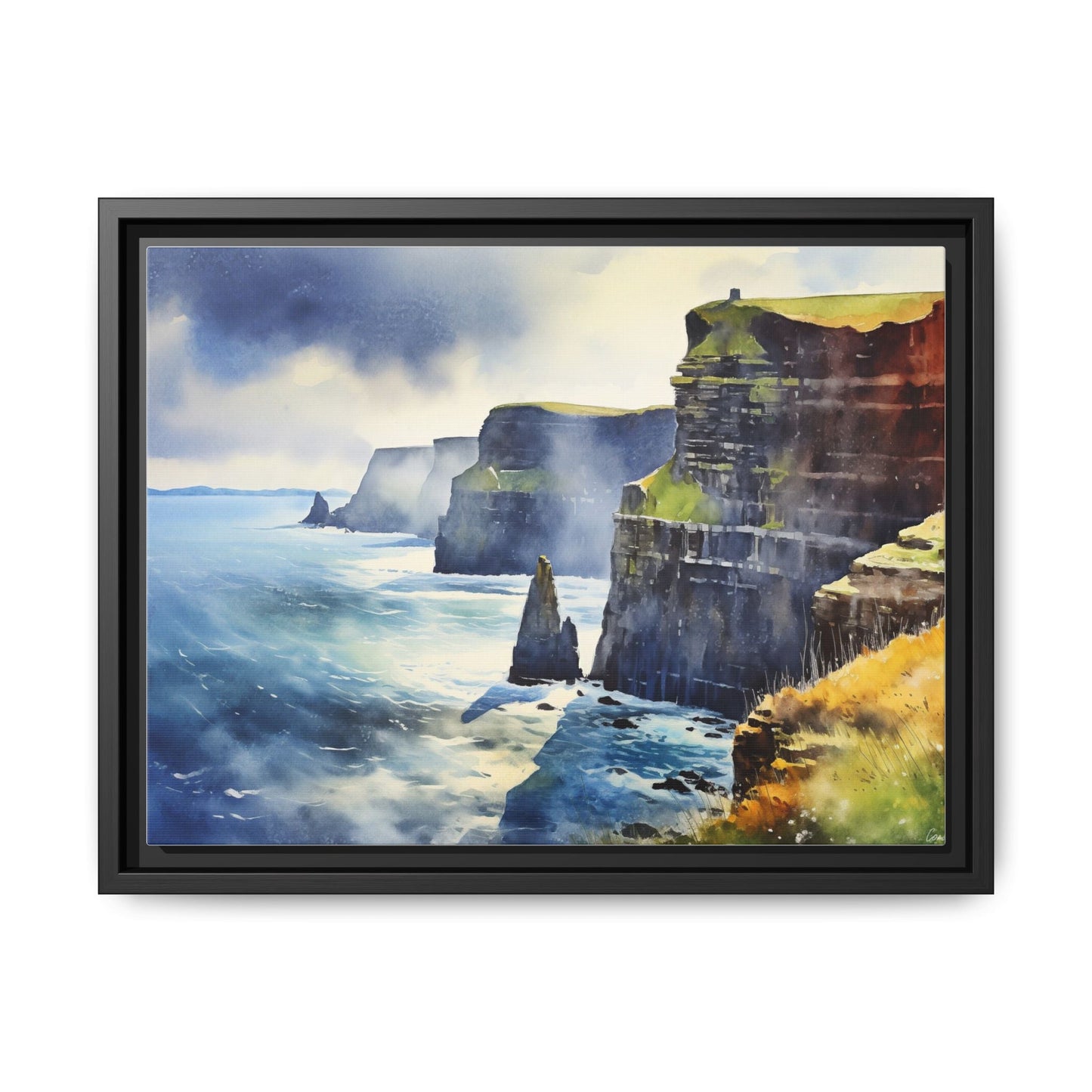 Watercolour of Cliffs of Moher – Beautiful Coastal Landscape Canvas Print