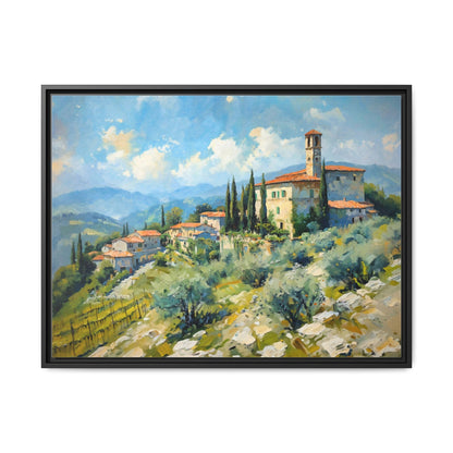 Tuscan Village on Hill - Captivating Italian Landscape Canvas Print for Timeless Home Décor